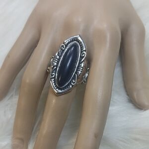 Paparazzi Silver Ring with Black Stone Strech